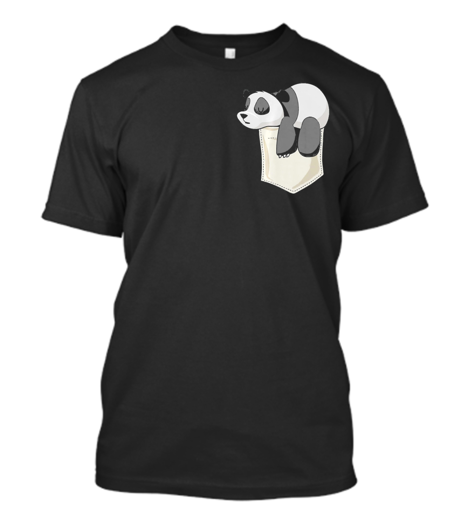 Adorable Sleeping Panda Hanging From Pocket T-Shirt
