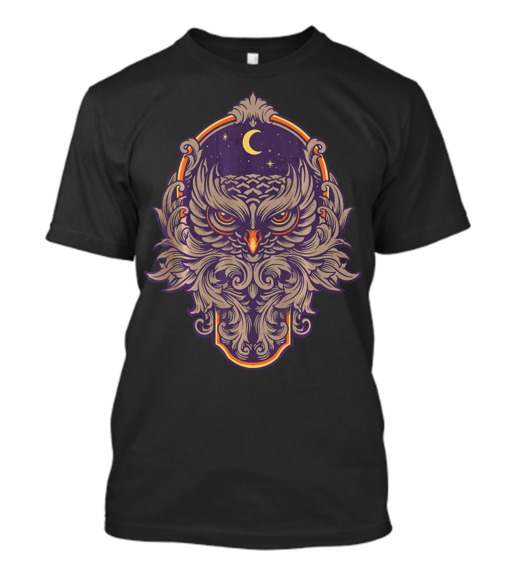 Dark Creepy Owl Bird Moon Nocturnal Enigma T-Shirt
