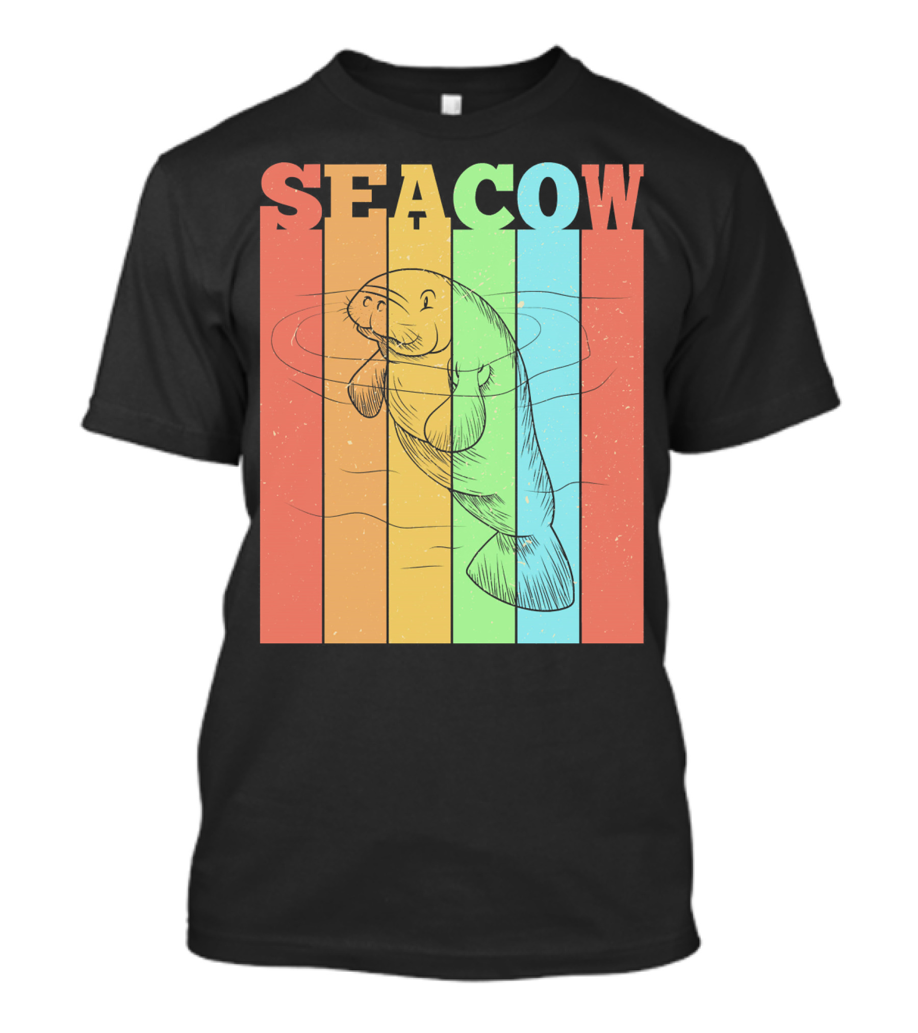 Vintage Retro Sea Cow Striped T-Shirt