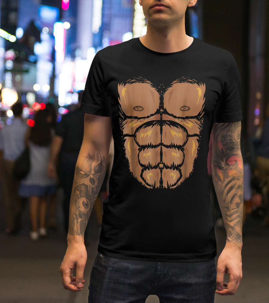 Gorilla Bigfoot Sasquatch Abs Humor T-Shirt