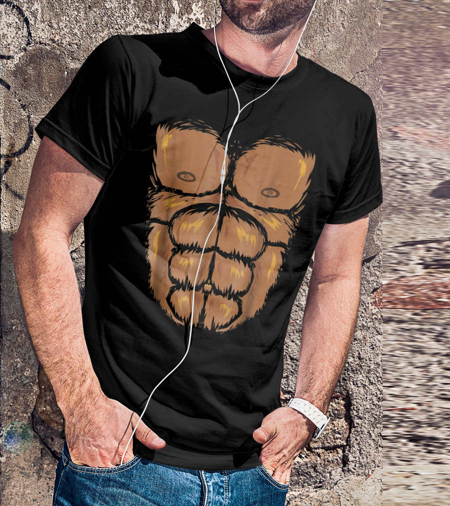 Gorilla Bigfoot Sasquatch Abs Humor T-Shirt