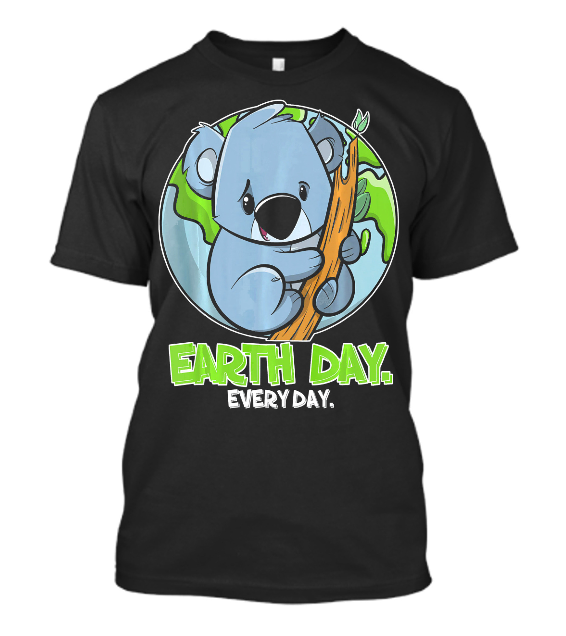 Earth Day Every Day Cute Koala Planet Hugging Tree T-Shirt