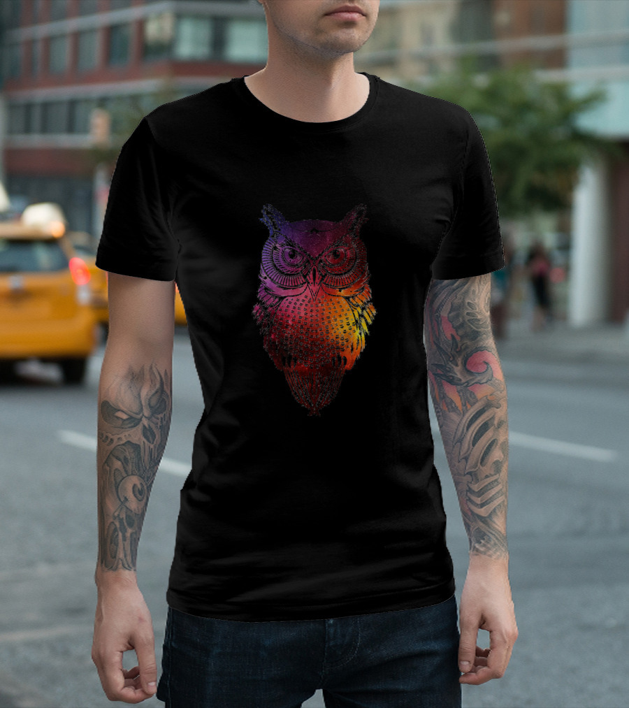 Galaxy Night Owl Cosmic Spectrum Owl T-Shirt