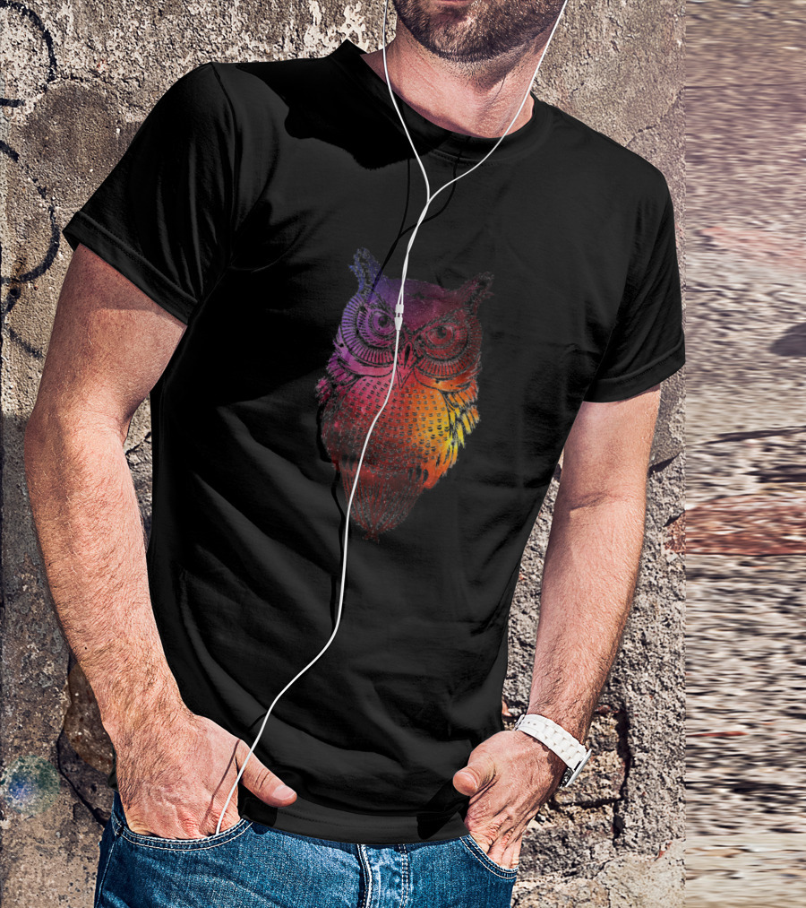 Galaxy Night Owl Cosmic Spectrum Owl T-Shirt