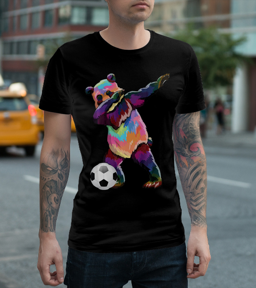 Rainbow Dabbing Soccer Panda T-Shirt