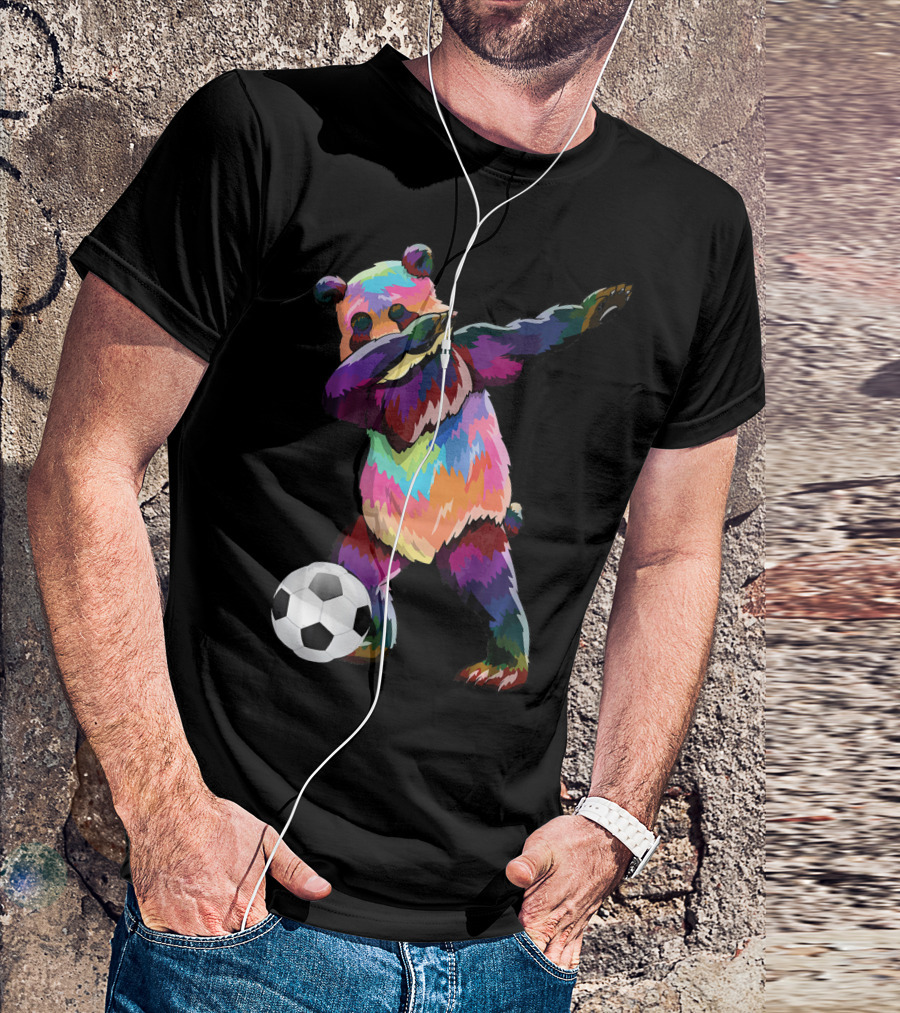 Rainbow Dabbing Soccer Panda T-Shirt