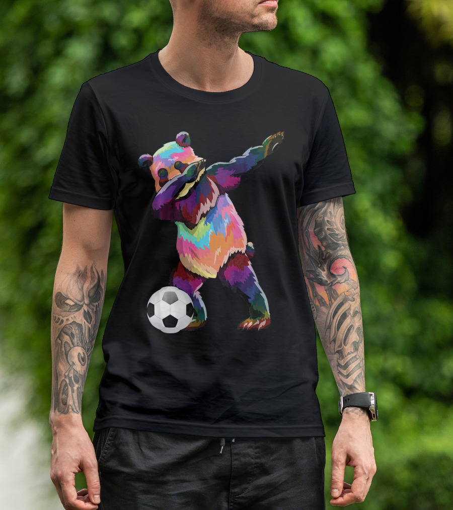 Rainbow Dabbing Soccer Panda T-Shirt