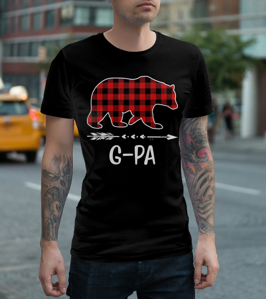 G Pa Bear Red Plaid Arrow T-Shirt