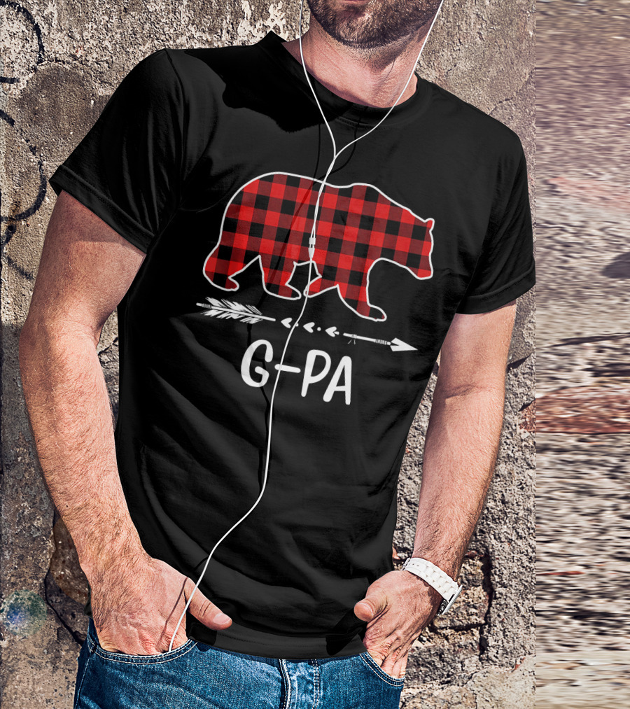 G Pa Bear Red Plaid Arrow T-Shirt