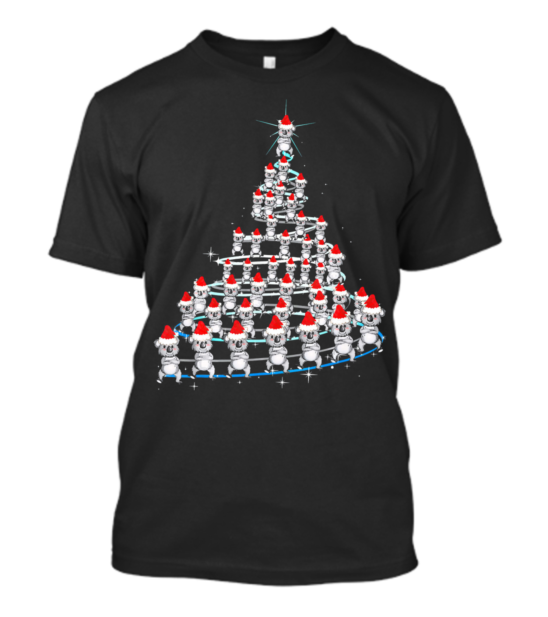 Funny Koala Christmas Tree Santa Hat Xmas T-Shirt