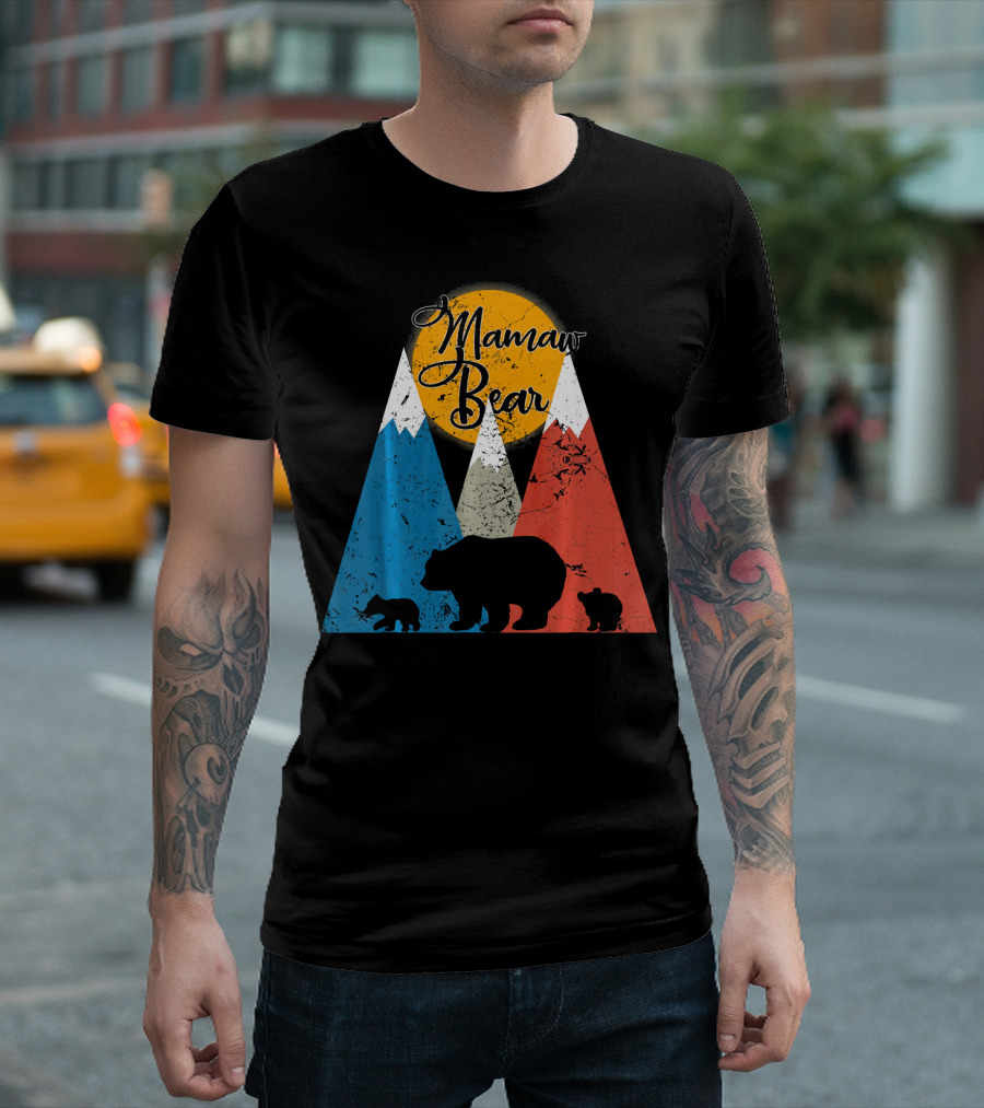 Mamaw Bear Two Cubs Mountain Sun T-Shirt