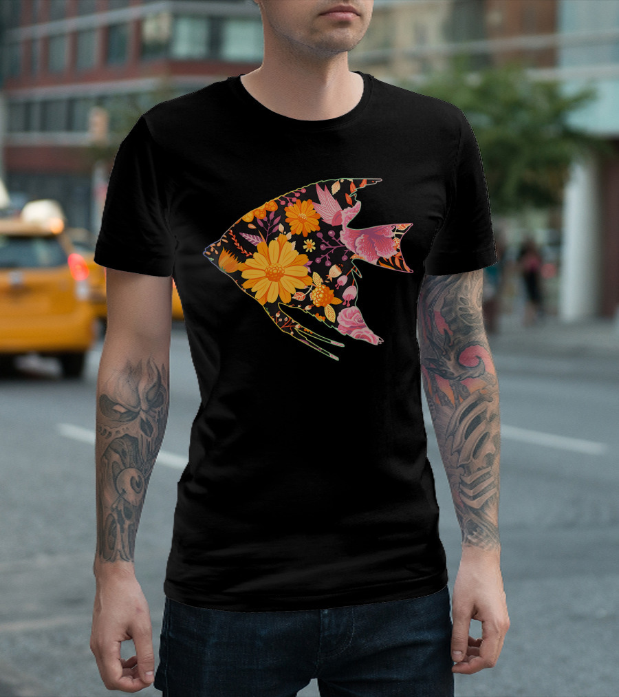 Vintage Retro Floral Flower Gold Angelfi T-Shirt