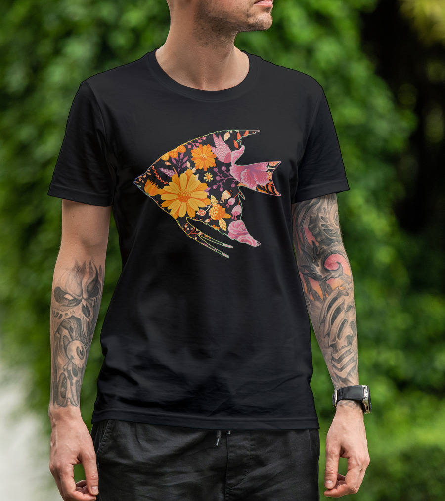 Vintage Retro Floral Flower Gold Angelfi T-Shirt