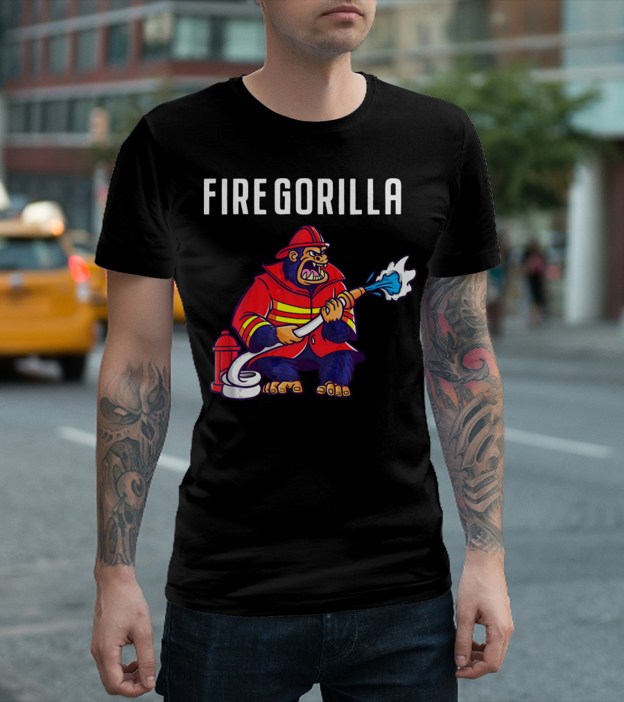 FIRE GORILLA Funny Firefighter Gorilla T-Shirt