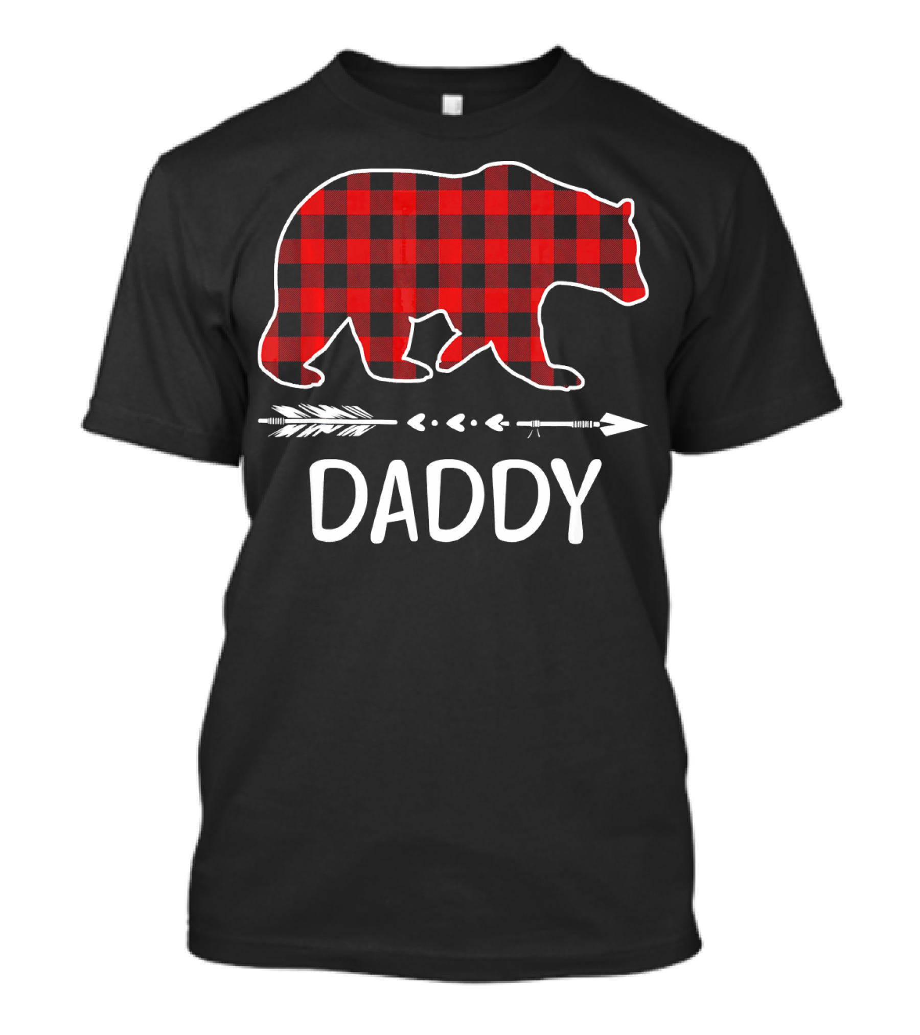 Daddy Bear Red Plaid Christmas Pajama With Arrow T-Shirt