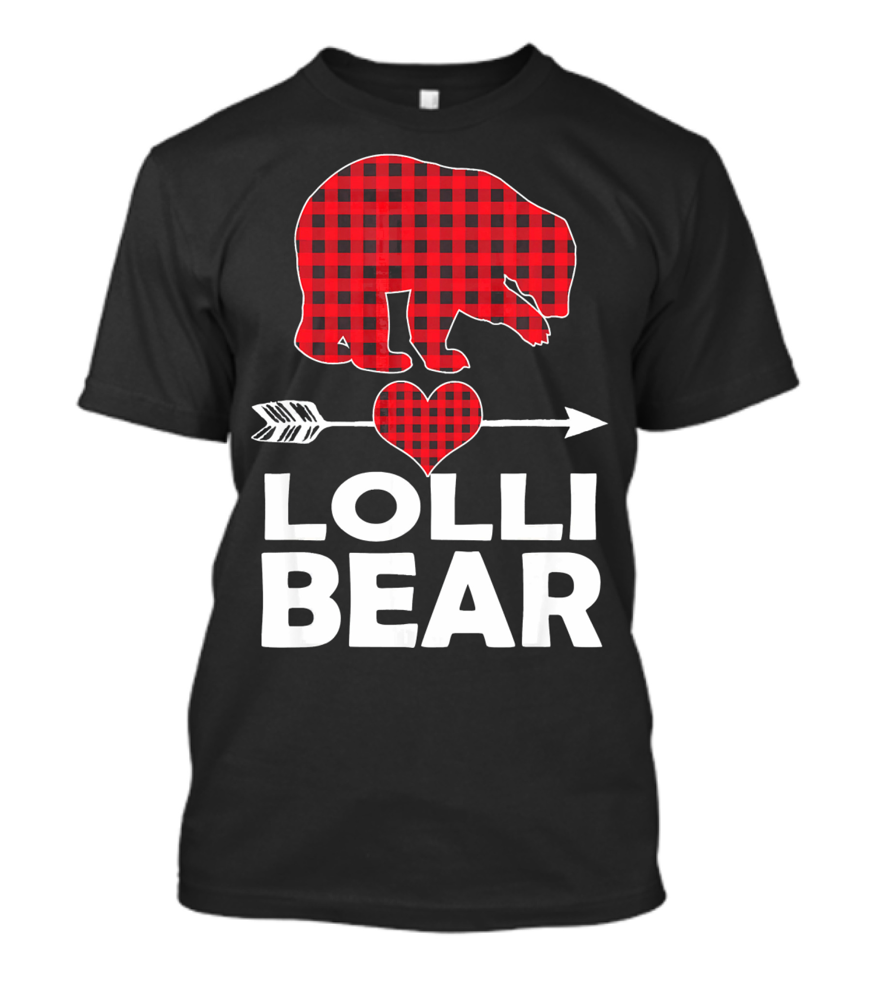 Red Plaid Lolli Bear Heart Arrow Buffalo Match T-Shirt