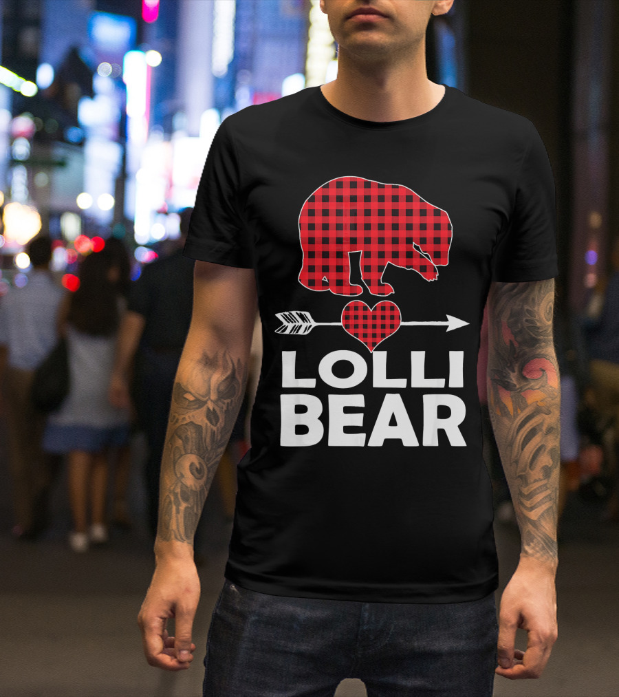 Red Plaid Lolli Bear Heart Arrow Buffalo Match T-Shirt