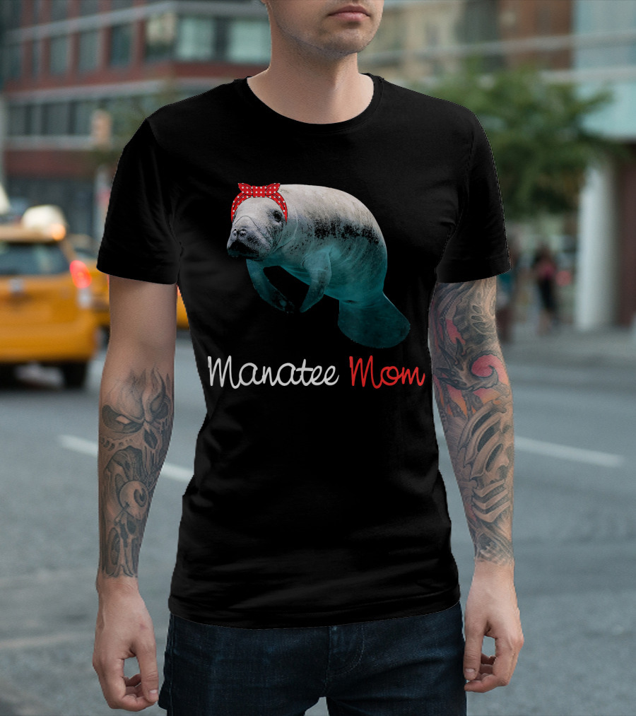 Manatee Mom With Red Bandana T-Shirt
