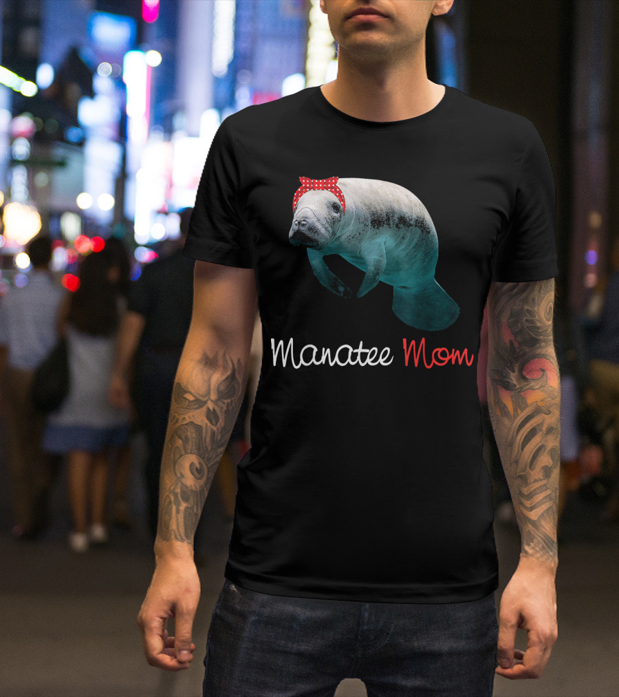 Manatee Mom With Red Bandana T-Shirt