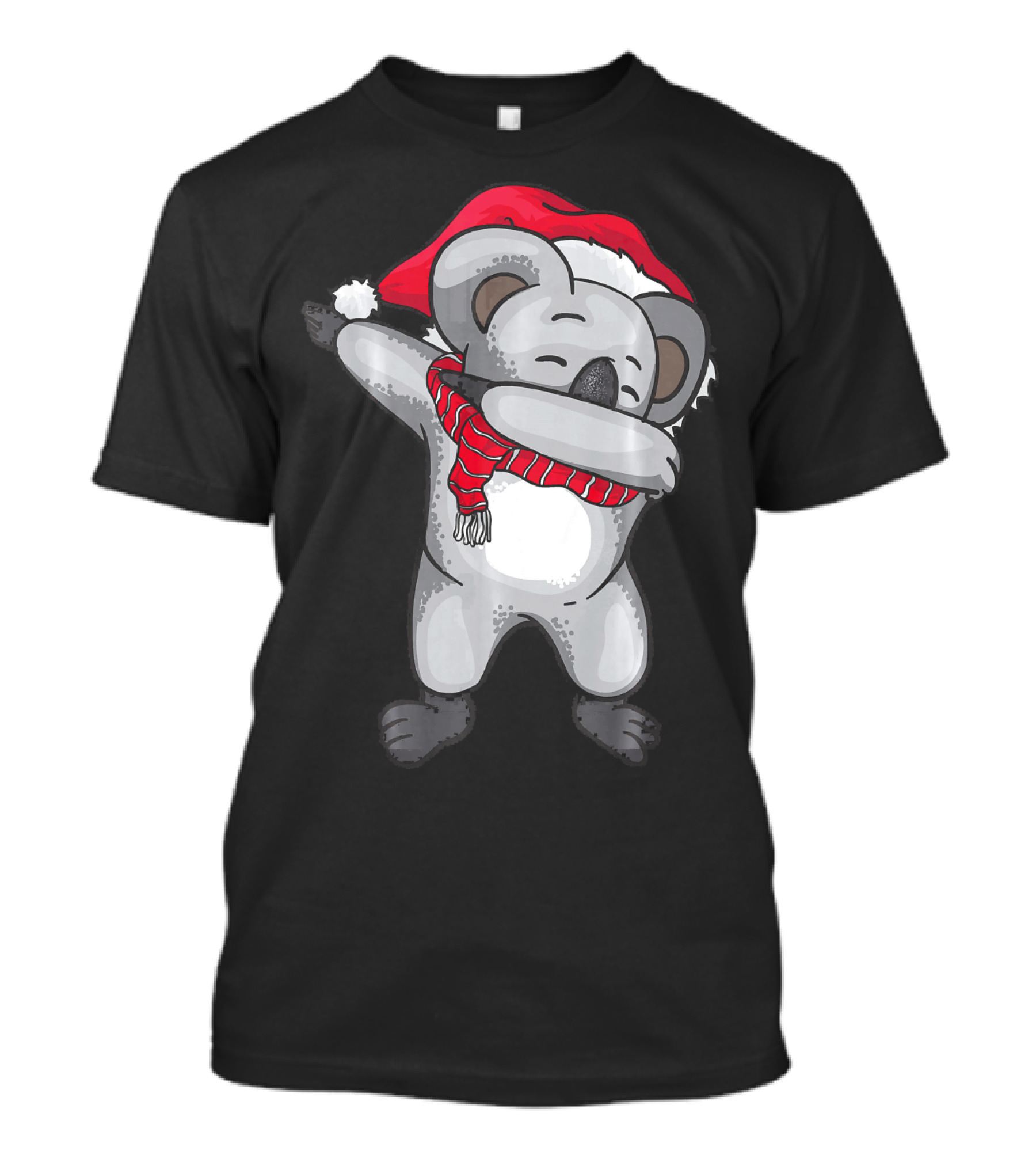 Dabbing Koala With Santa Hat And Festive Christmas Scarf T-Shirt