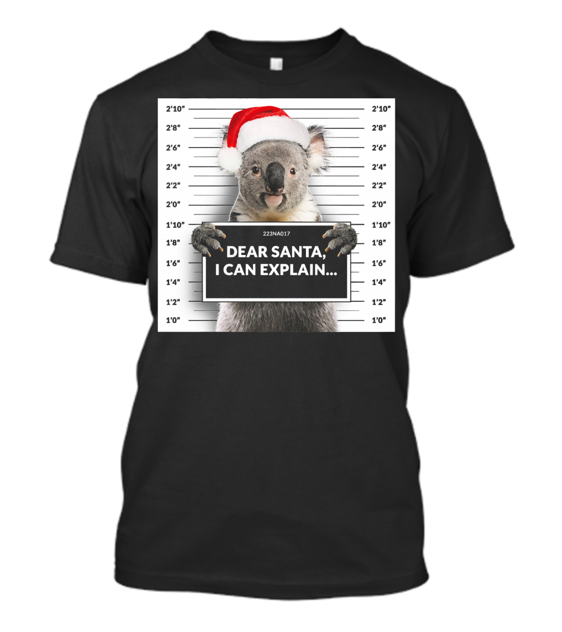Dear Santa I Can Explain Koala Mugshot Christmas Santa Hat T-Shirt