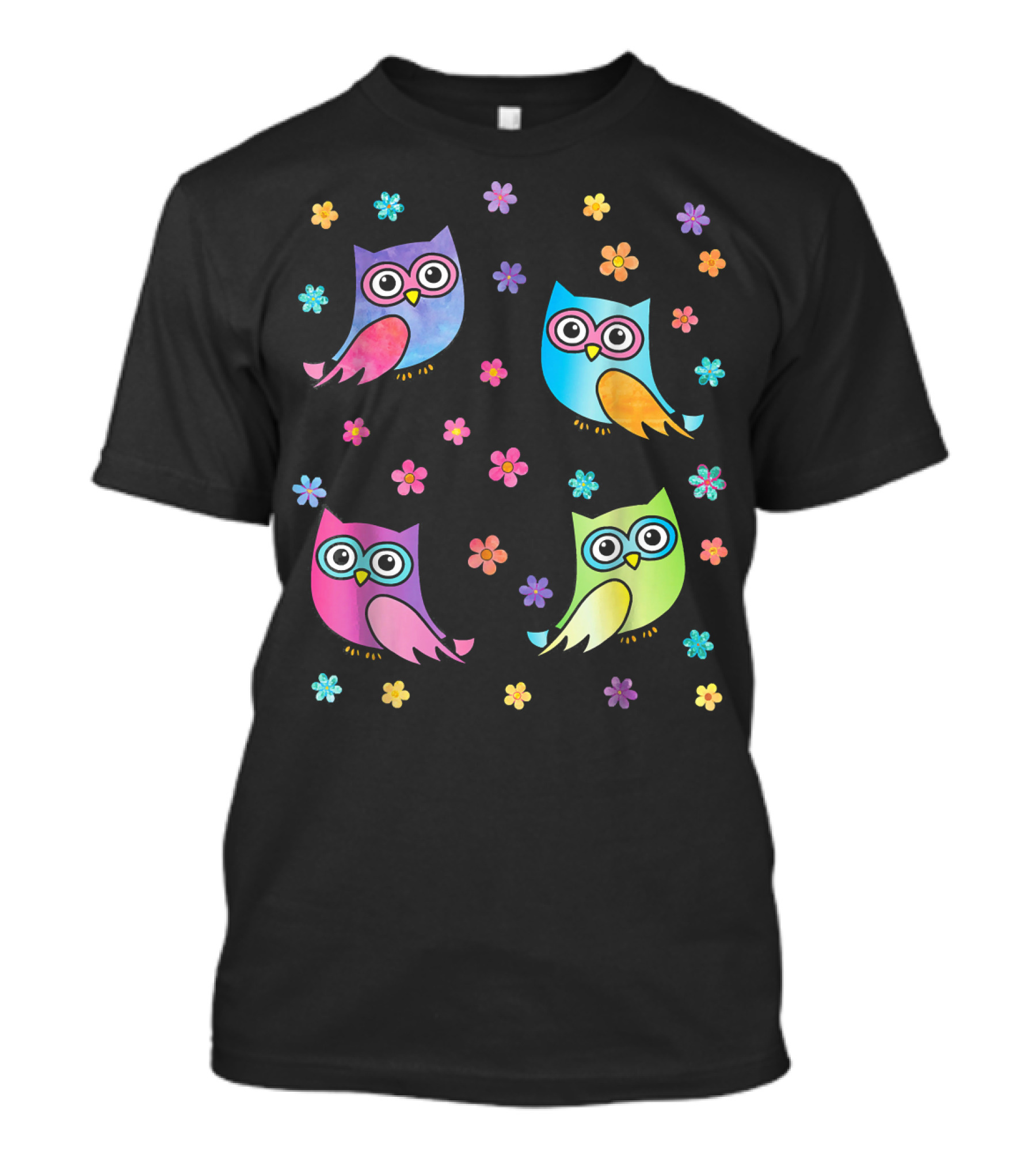 Colorful Flower Owl Emoji T-Shirt