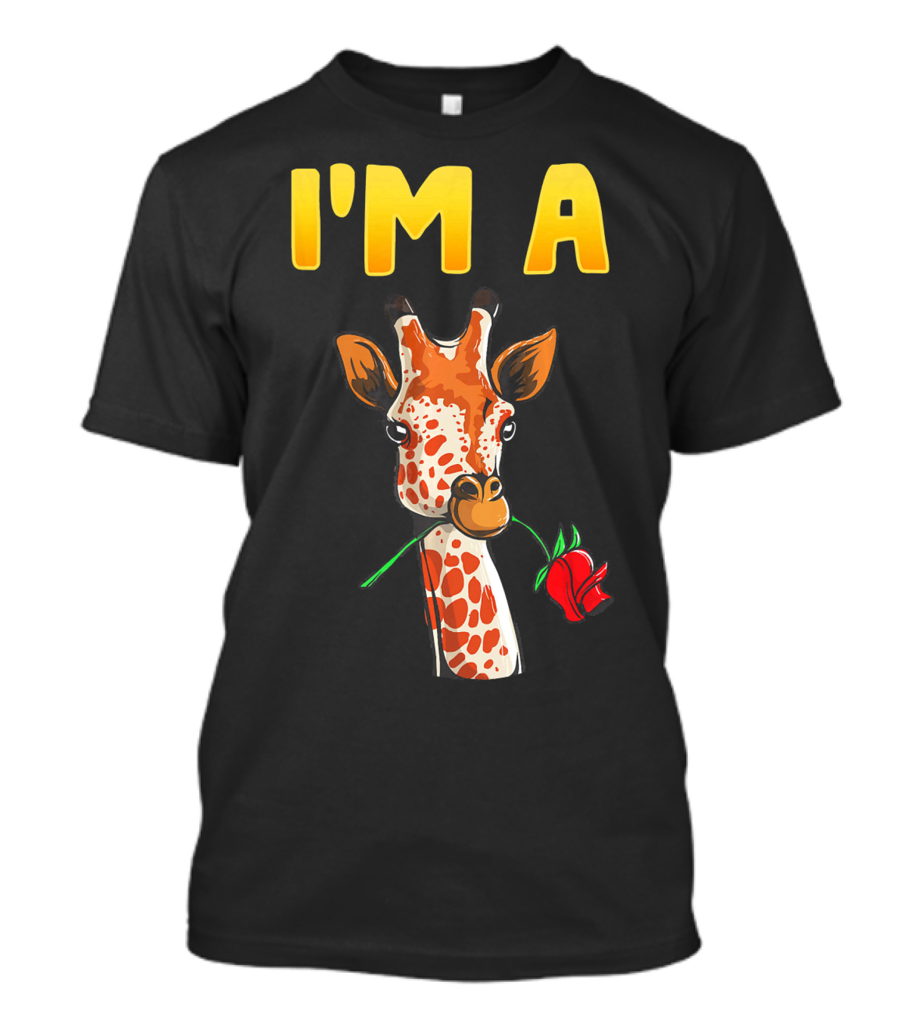 Cute Funny I'm A Giraffe Holding Rose Adorable Animal T-Shirt