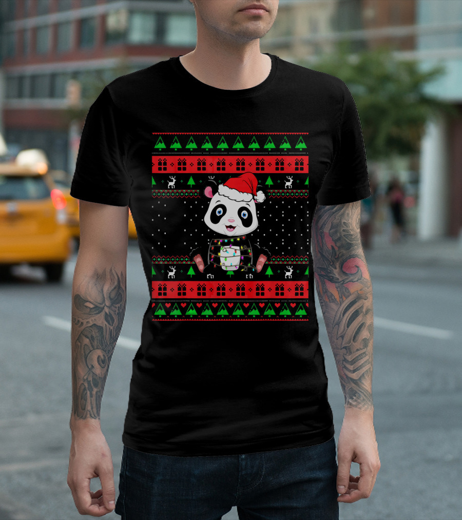 Festive Holiday Cute Panda Bear Christmas T-Shirt