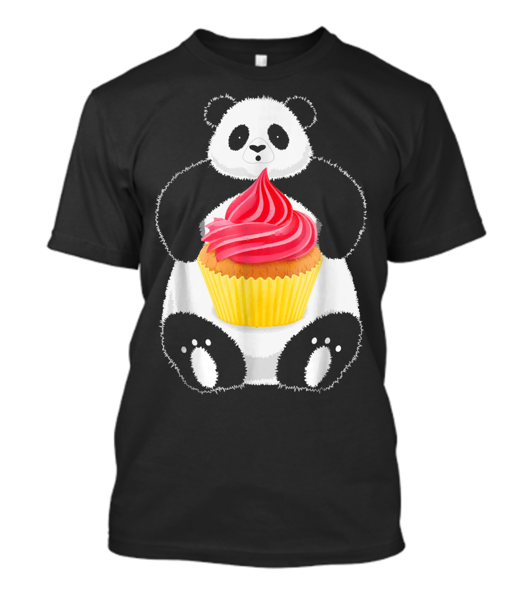 Cute Panda Holding Pink Frosted Cupcake T-Shirt