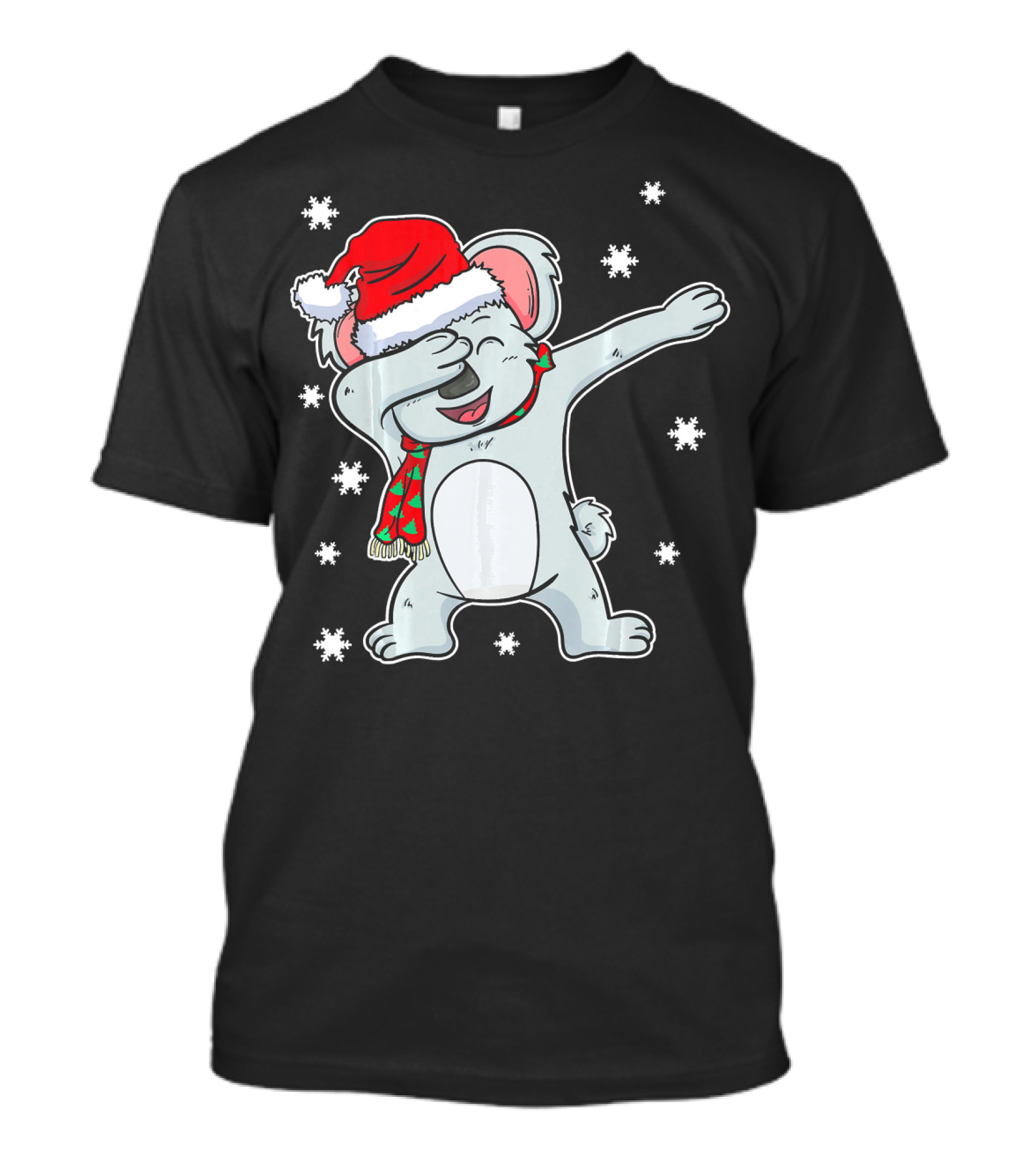 Festive Santa Hat Dabbing Dab Australian Koala Bear With Snowflakes T-Shirt