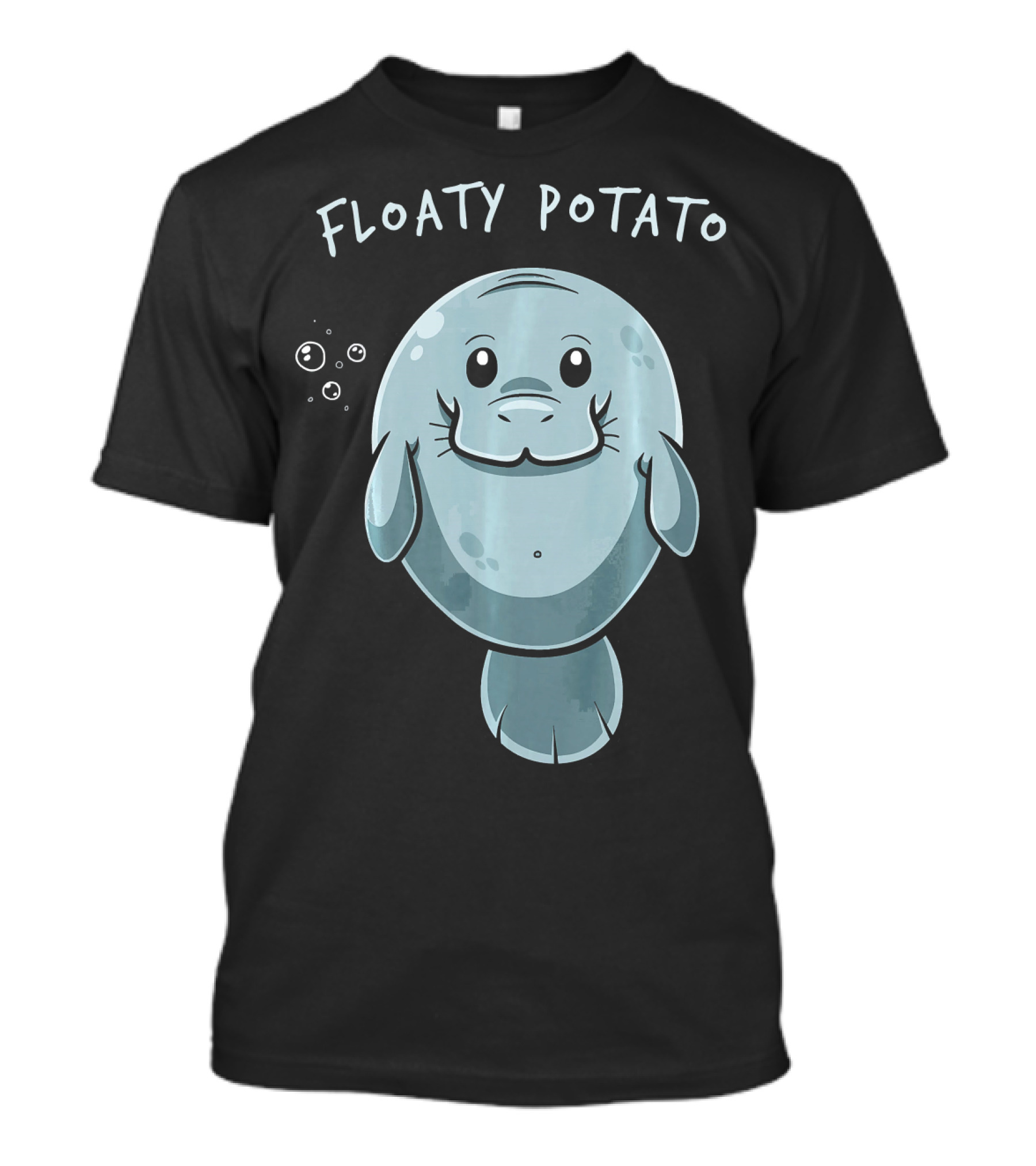 Floaty Potato Manatee With Happy Face And Bubbles T-Shirt