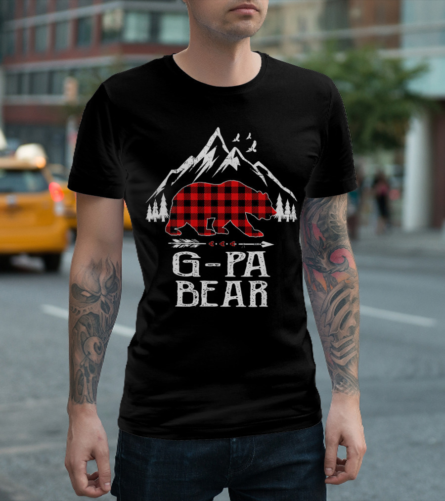 G-Pa Bear Red Plaid Buffalo Mountain Christmas T-Shirt