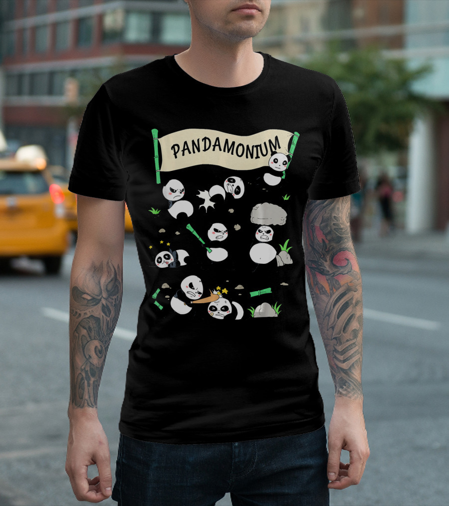 Pandamonium Funny Panda Fighting Chaos T-Shirt