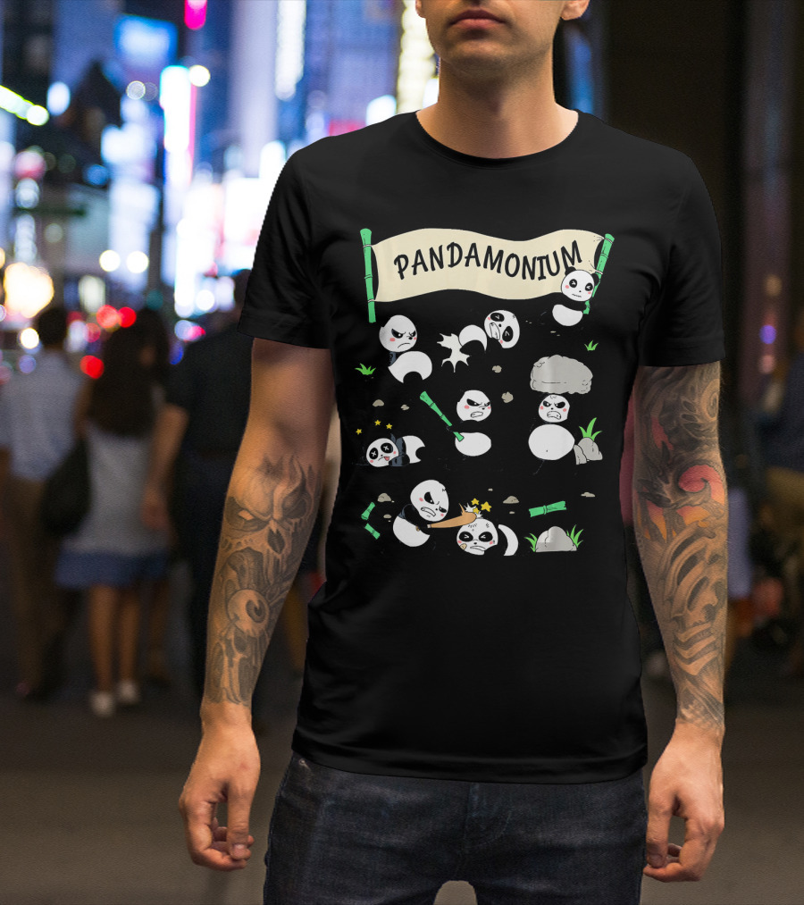 Pandamonium Funny Panda Fighting Chaos T-Shirt