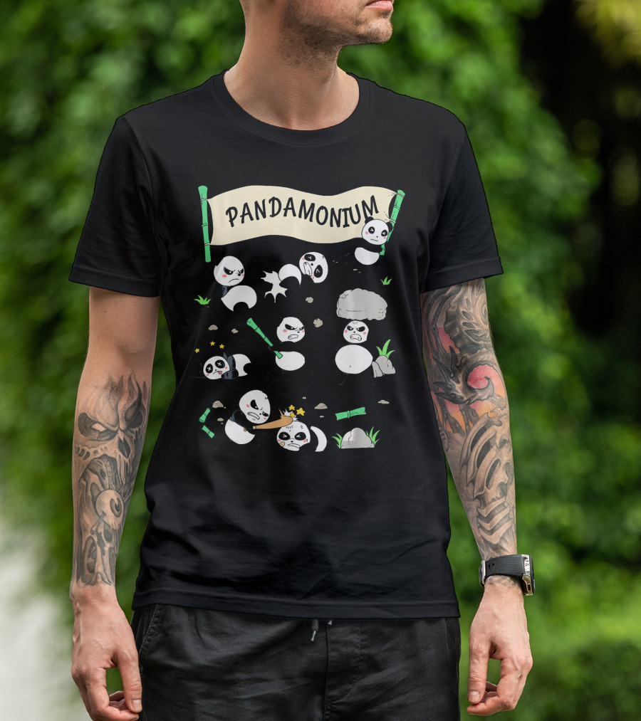 Pandamonium Funny Panda Fighting Chaos T-Shirt