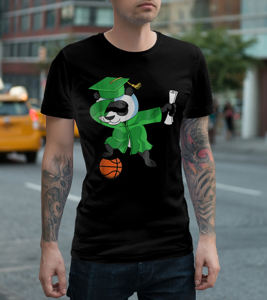 Graduation Dabbing Panda Bear Basketball T-Shirt