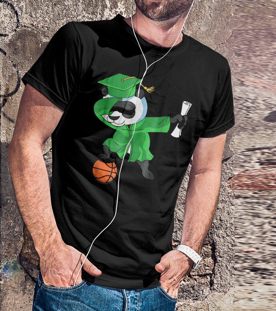 Graduation Dabbing Panda Bear Basketball T-Shirt