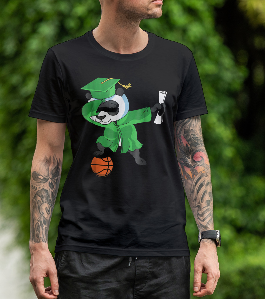 Graduation Dabbing Panda Bear Basketball T-Shirt