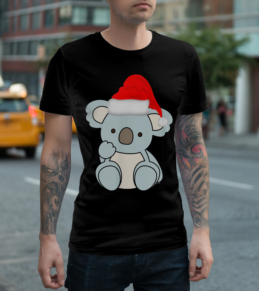 Funny Koala Santa Hat Christmas T-Shirt