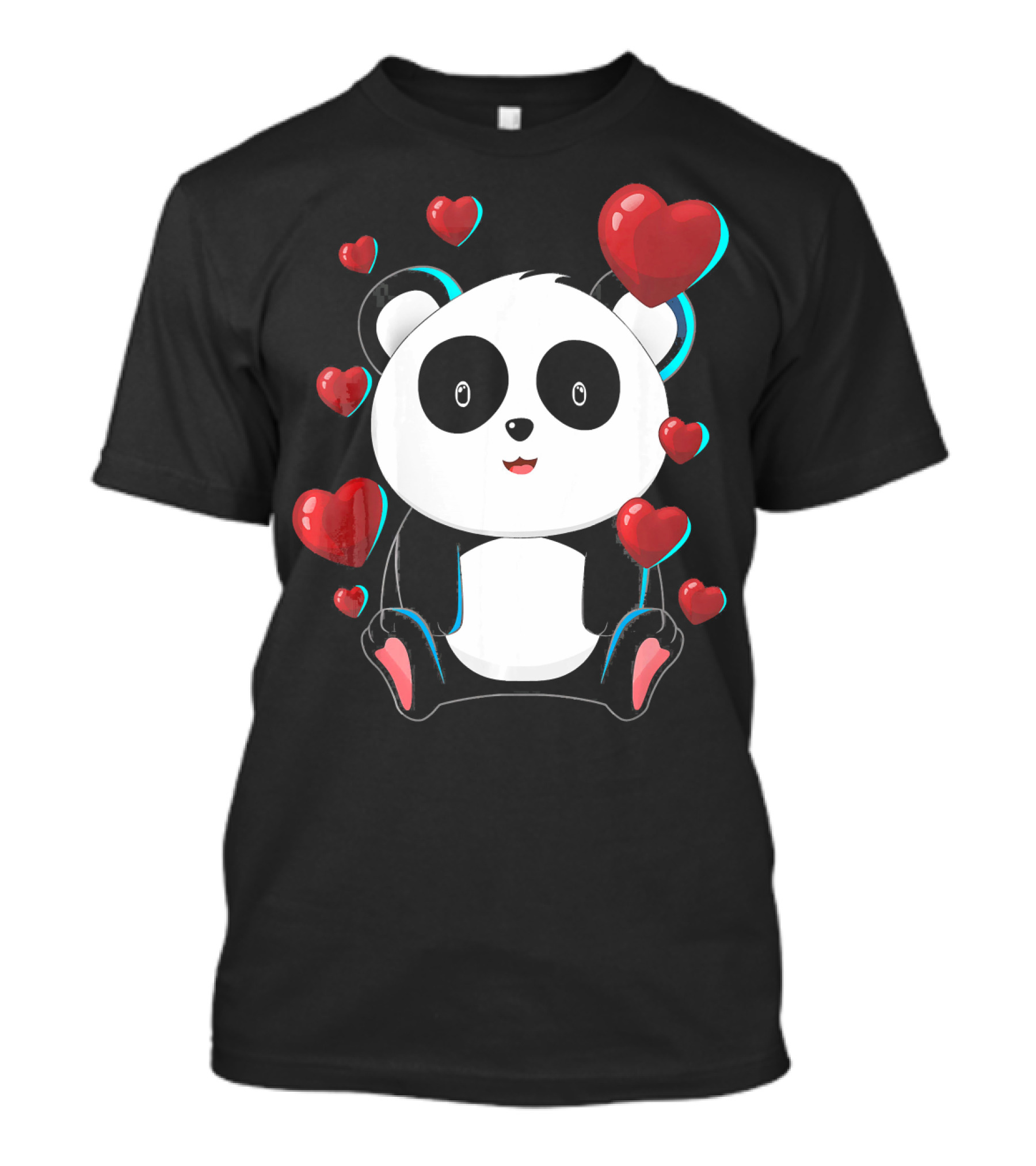 Cute Panda Bear Valentine’s Day Love Hearts T-Shirt