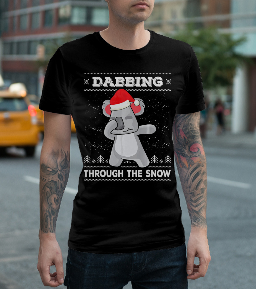 Dabbing Through The Snow Festive Koala Bear Santa Hat T-Shirt