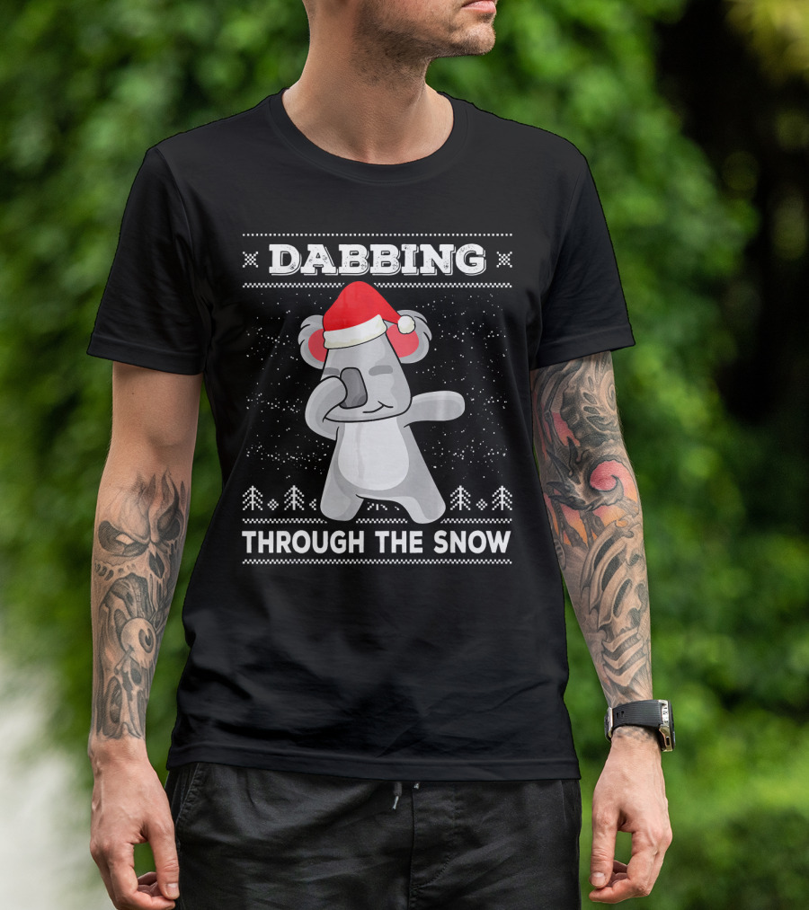 Dabbing Through The Snow Festive Koala Bear Santa Hat T-Shirt