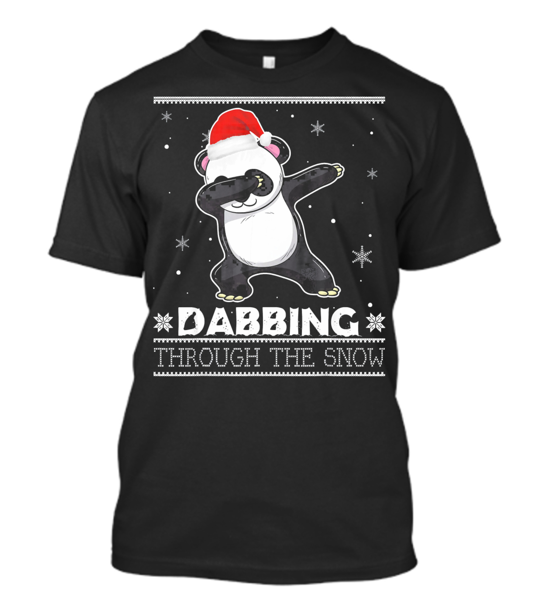 Funny Santa Panda Dabbing Through The Snow T-Shirt