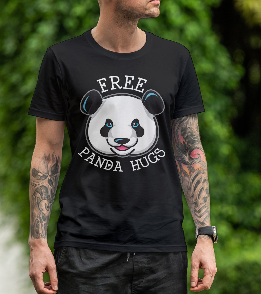 Free Panda Hugs Adorable Panda Bear Face With Smiling Expression T-Shirt