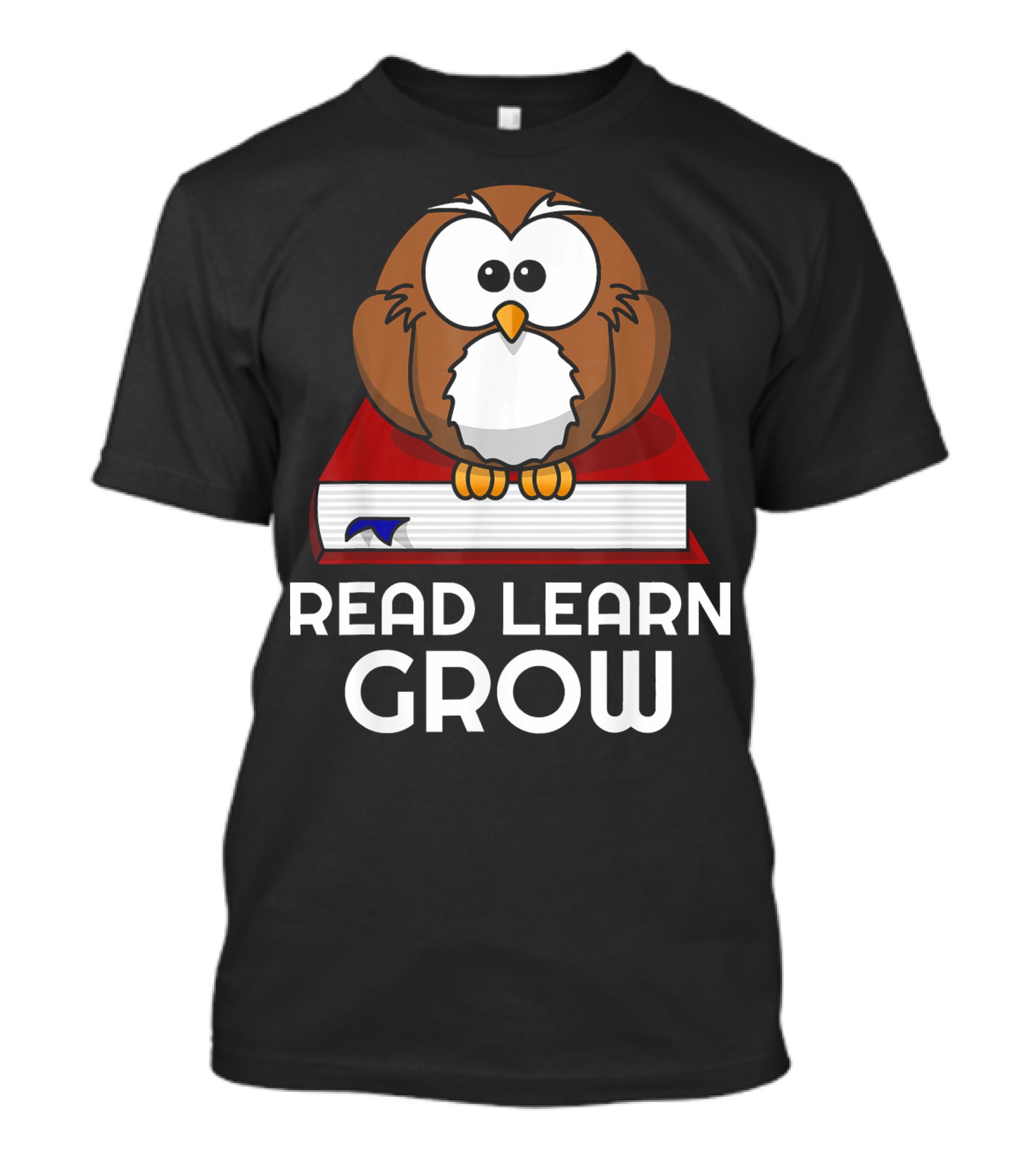 Read Learn Grow Wise Owl Book Stack T-Shirt