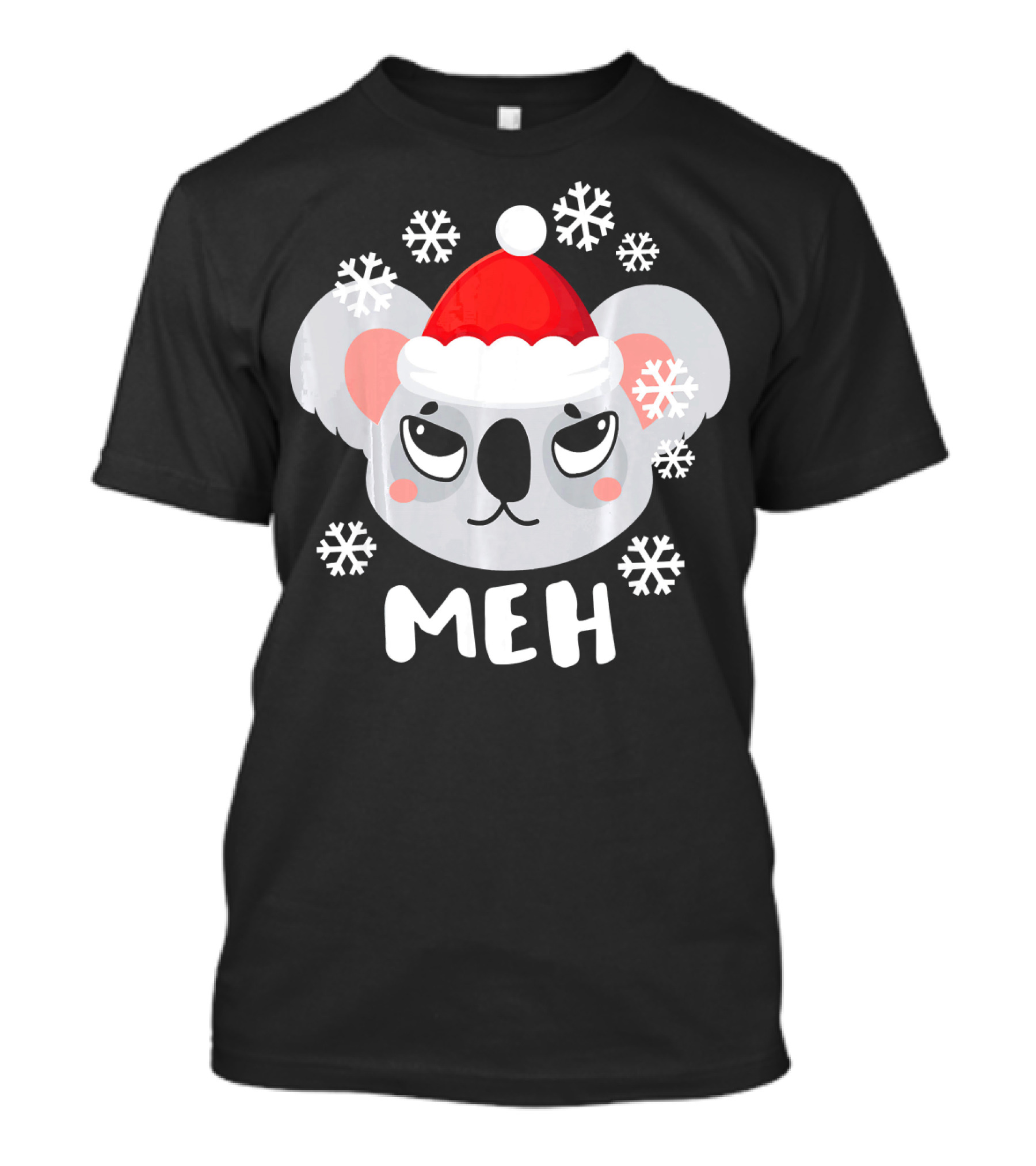 Meh Grumpy Koala With Santa Hat And Snowflakes Australia T-Shirt