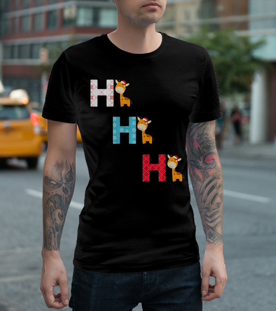 Ho Ho Ho Giraffe Santa Christmas T-Shirt