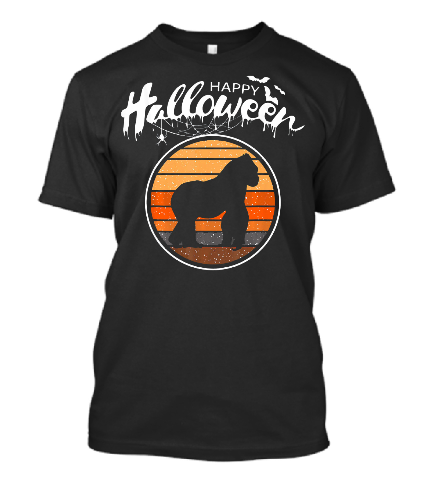 Happy Halloween Beautiful Gorilla Silhouette Sunset T-Shirt