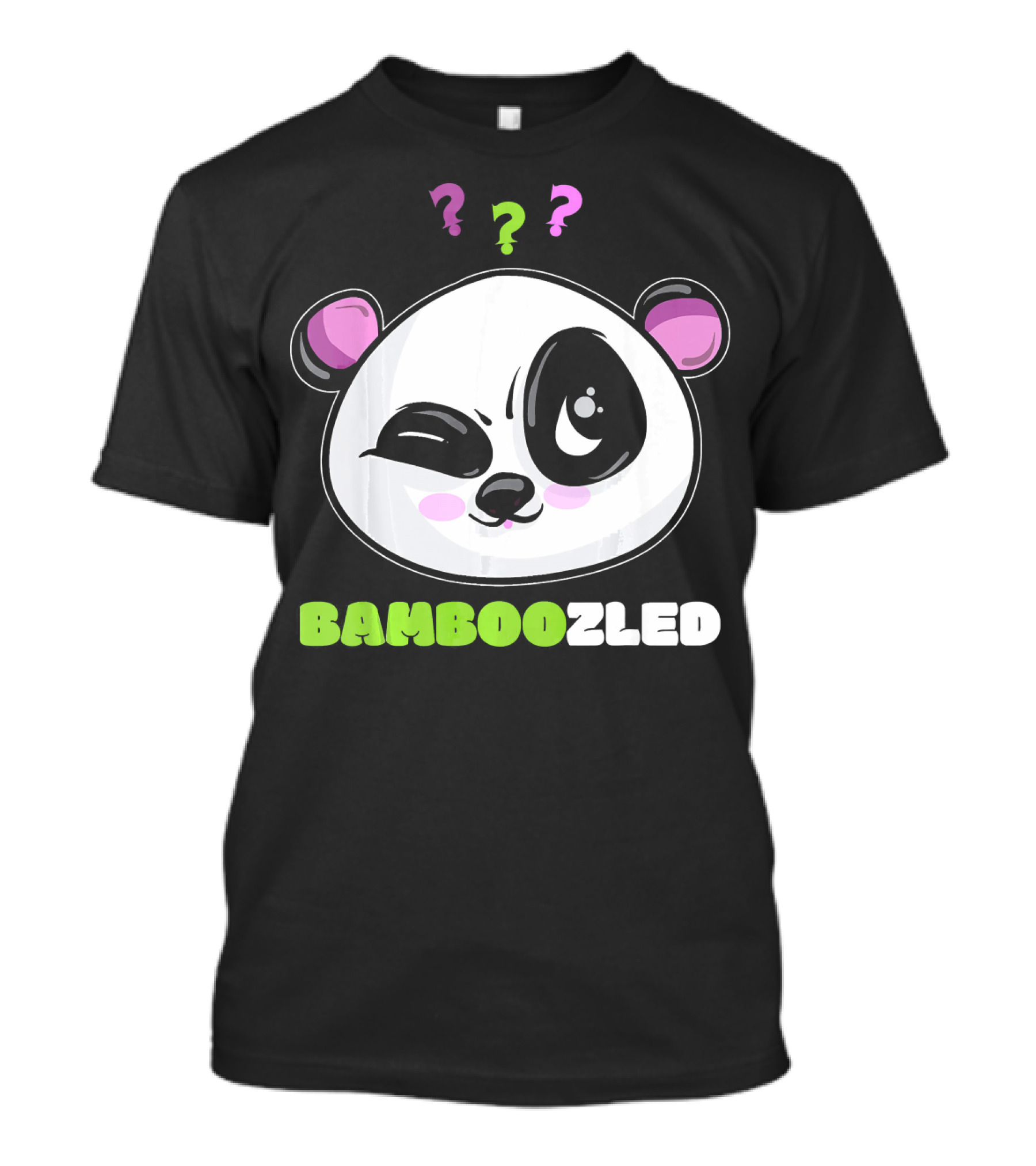 Bamboozled Winking Panda With Colorful Question Marks T-Shirt