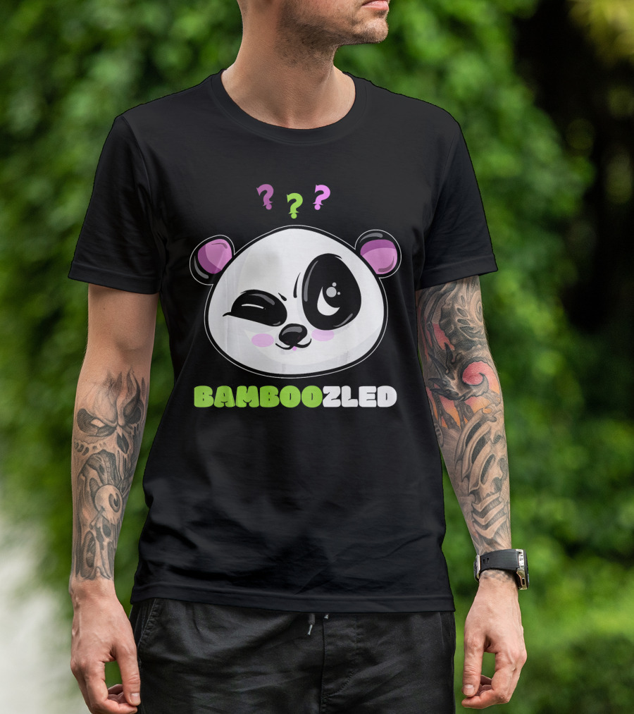 Bamboozled Winking Panda With Colorful Question Marks T-Shirt
